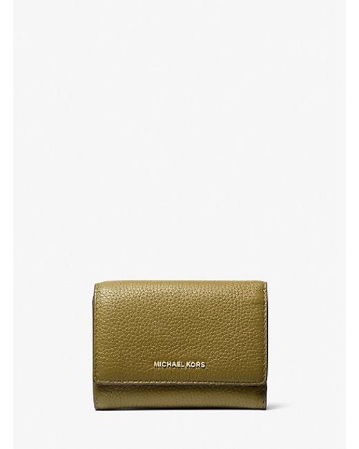 Michael Kors Bryant Medium Pebbled Leather Wallet in Green