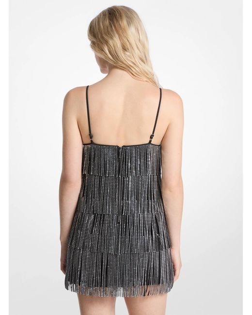 MICHAEL Michael Kors Black Studded Fringe Slip Dress