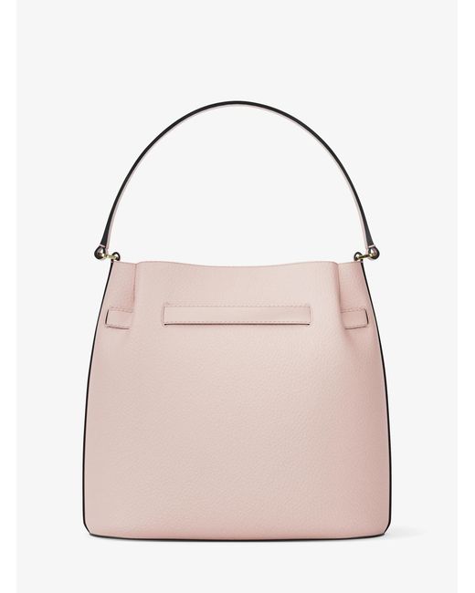 Michael Kors Outlet Pink Mk Carson Medium Pebbled Leather Convertible Bucket Crossbody Bag