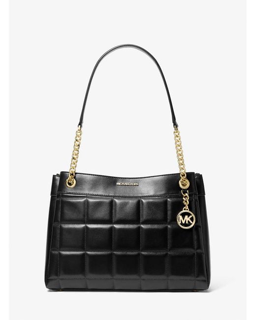 MICHAEL Michael Kors Black Susan Medium Quilted Leather Tote Bag