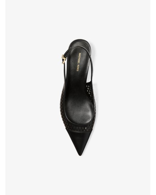 Michael Kors White Amara Laser-Cut Leather Slingback Pump