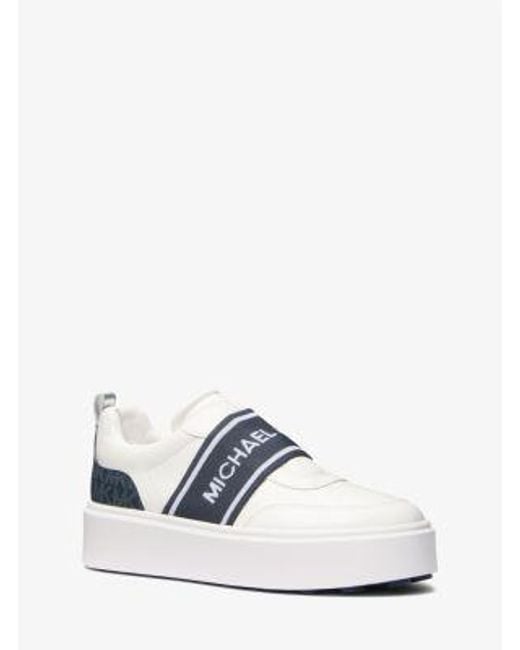 Michael Kors White Romey Logo Tape Slip-On Platform Sneaker