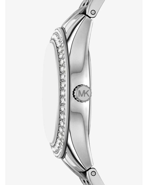 Michael Kors White Mini Harlowe Pavé-Tone Watch And Jewelry Set