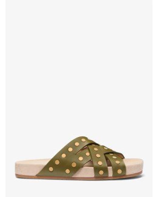 Michael Kors Green Irene Studded Leather Sandal