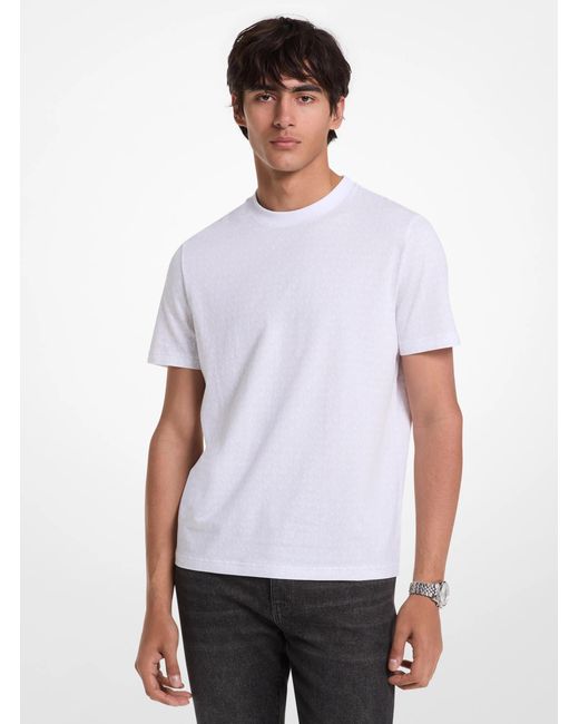 Michael Kors White Mk Signature Logo Print Cotton Jersey T-Shirt for men