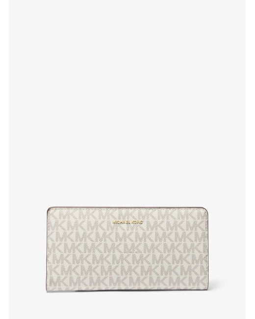 Michael Kors White Mk Bryant Large Signature Logo Snap-Front Wallet