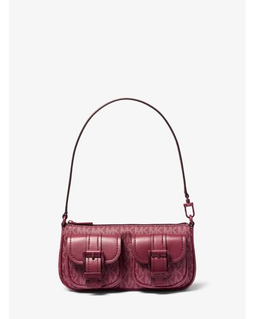 MICHAEL Michael Kors Red Mk Zoe Small Signature Logo Convertible Pochette