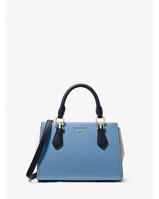 Michael Kors Blue Marilyn Small Color-block Saffiano Leather Crossbody Bag