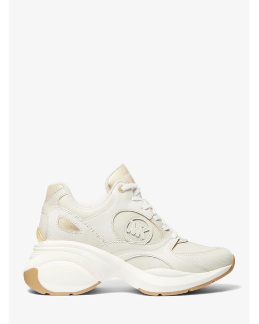 MICHAEL Michael Kors White Mk Zuma Leather And Nylon Trainer