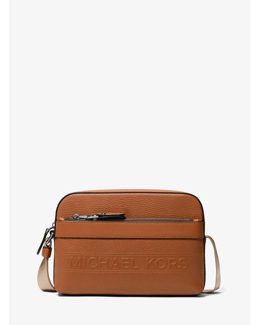 Michael Kors Brown Mk Hudson Pebbled Leather Utility Crossbody Bag for men