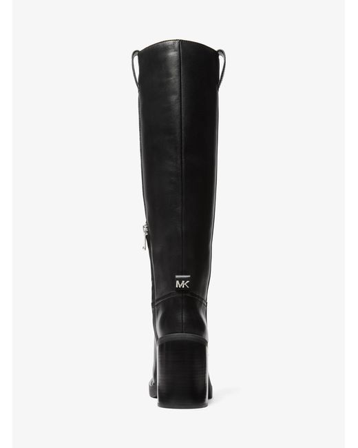MICHAEL Michael Kors Black Mk Houston Leather Block Heel Boot