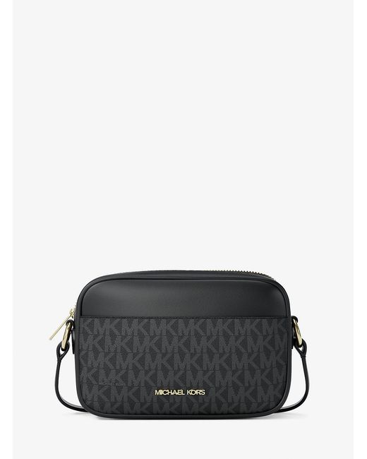 Michael Kors Outlet Black Mk Jet Set Small Signature Logo Camera Crossbody Bag