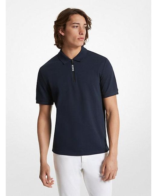 Michael Kors Blue Mk Cotton Half-Zip Polo Shirt for men
