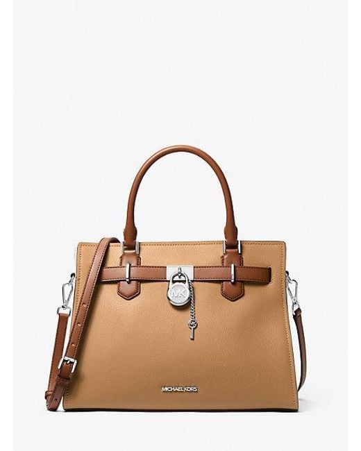 Michael Kors Brown Hamilton Medium Color-Block Leather Satchel