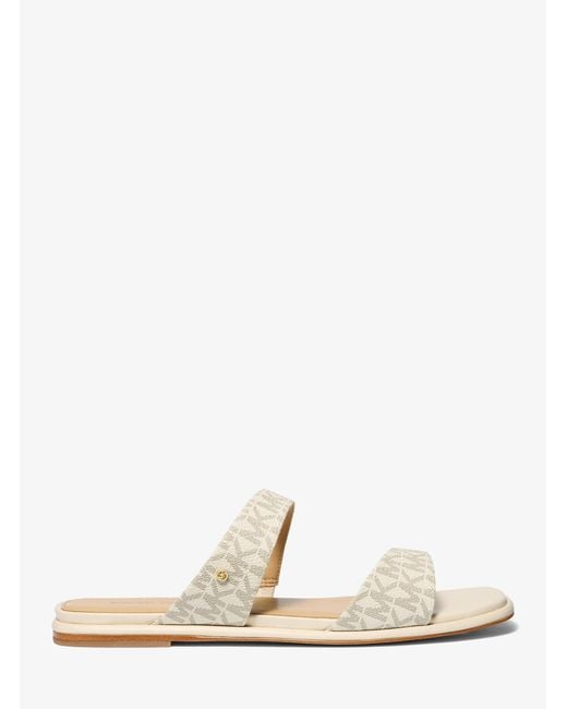 MICHAEL Michael Kors White Mk Jaida Signature Logo Flat Sandal