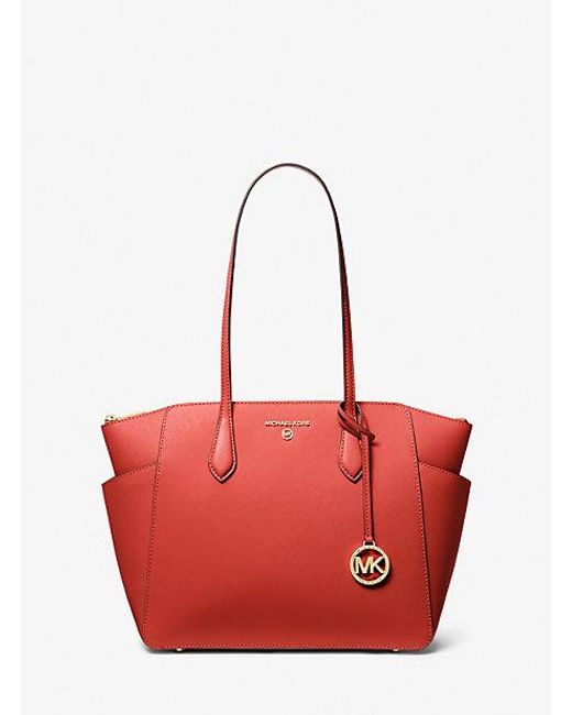 Michael Kors Red Marilyn Medium Saffiano Leather Tote Bag