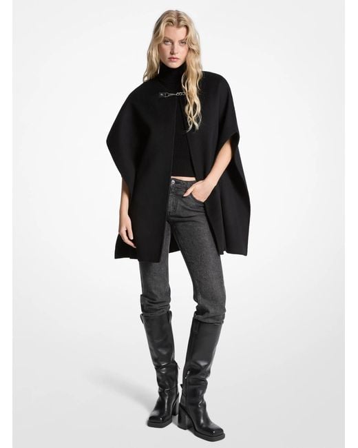 MICHAEL Michael Kors Black Double Face Wool Blend Cape