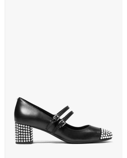 MICHAEL Michael Kors White Mk Matilda Studded Leather Mary Jane Pump