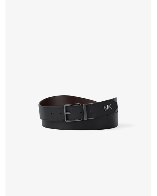 Michael Kors White Mk Leather Belt for men