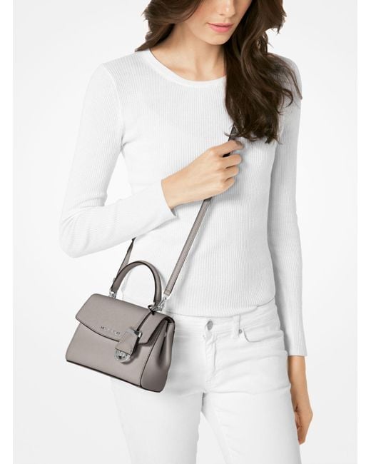 Michael Kors Umhängetasche Ava Extra-Small Aus Saffianleder in Grau | Lyst  DE