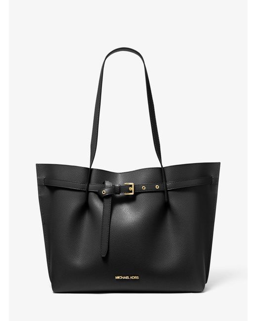 Michael Kors Emilia Large Pebbled Leather Tote Bag in Black | Lyst