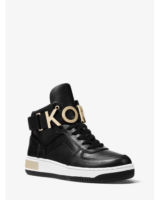 Michael Kors Black Cortlandt Embellished Leather High-top Sneaker
