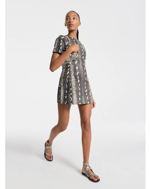 MICHAEL Michael Kors White Mk Snake Embossed Leather Mini Dress