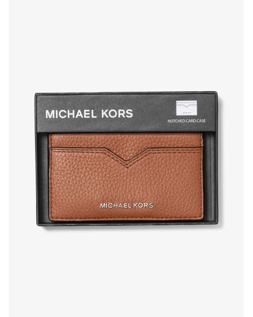 Michael Kors White Mk Hudson Pebbled Leather Card Case for men