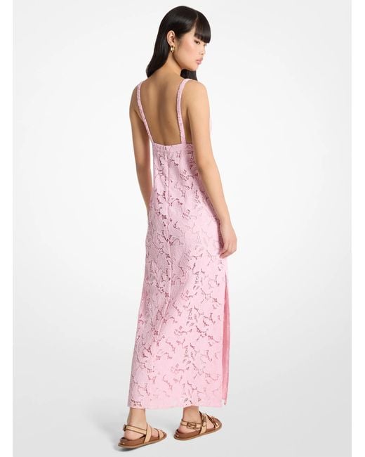 michael kors pink lace dress Corded Floral Lace Maxi Dress in LT BOUQUET - Sale