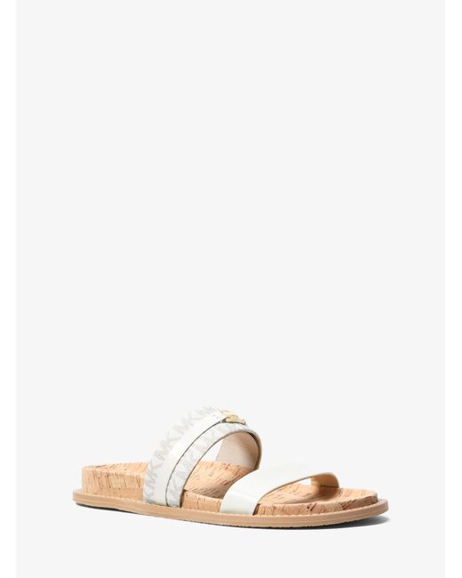 MICHAEL Michael Kors Natural Mk Mandy Signature Logo Flat Sandal
