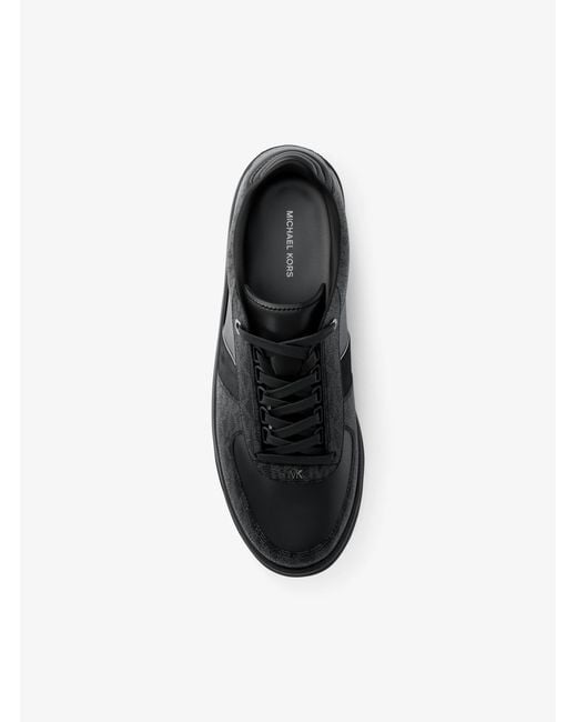 Michael Kors Black Brady Signature Logo And Leather Sneaker for men