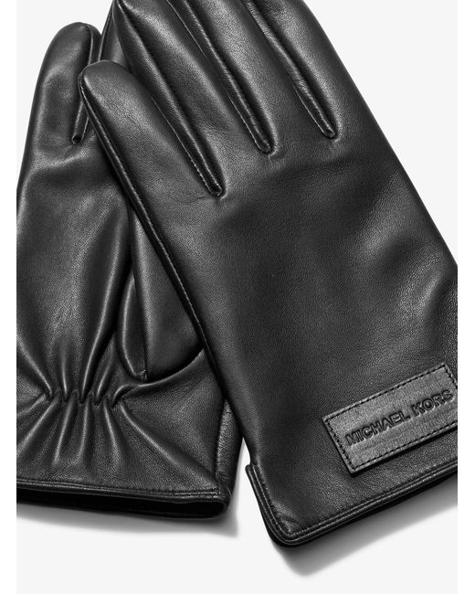Michael Kors Black Mk Leather Gloves for men