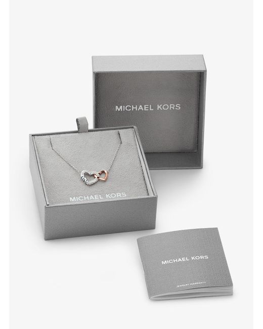 Collana con cuori intrecciati in argento sterling placcato in metallo prezioso di Michael Kors in White