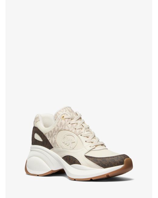 MICHAEL Michael Kors White Mk Zuma Color-Blocked Signature Logo Trainer