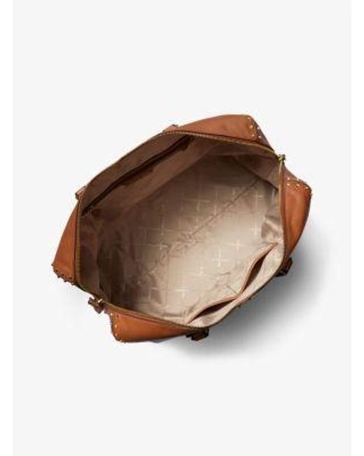 Michael Kors Brown Mk Astor Extra-Large Studded Leather Weekender Bag