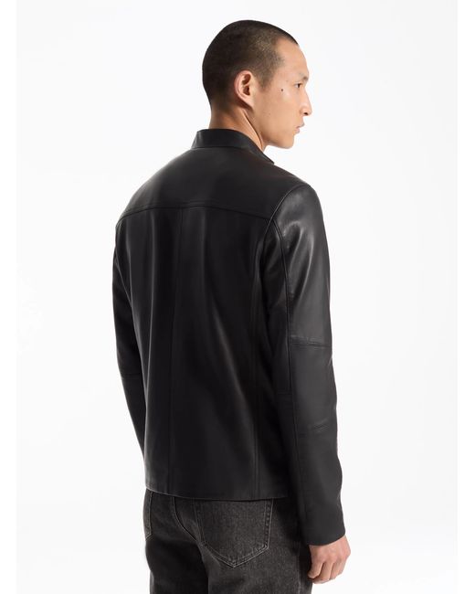Michael Kors Gray Leather Racer Jacket for men