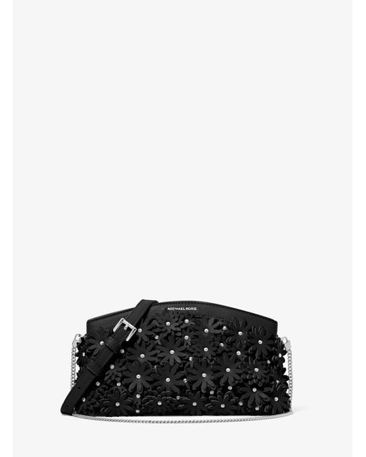 MICHAEL Michael Kors Black Mk Athena Floral Appliqué Convertible Clutch