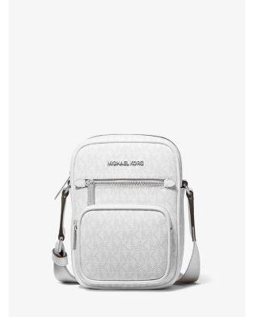 Michael Kors White Jet Set Medium Signature Logo Crossbody Bag