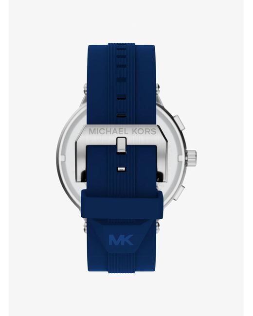 Michael Kors Blue Oversized Billie-Tone And Silicone Watch for men