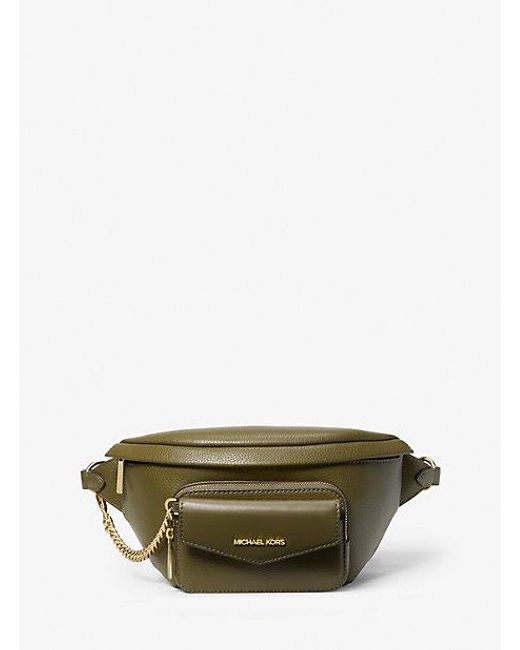 Michael Kors Green Maisie Large Pebbled Leather 2-in-1 Sling Pack