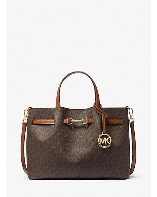 Michael Kors Brown Carson Medium Signature Logo Satchel