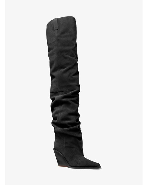 MICHAEL Michael Kors Black Noemie Suede Over-The-Knee Boot