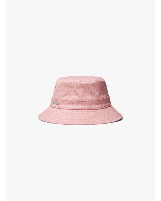 MICHAEL Michael Kors Pink Logo Print Organic Cotton Blend Bucket Hat