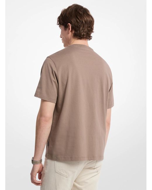 Michael Kors Brown Mk Logo Embossed Cotton Jersey T-Shirt for men