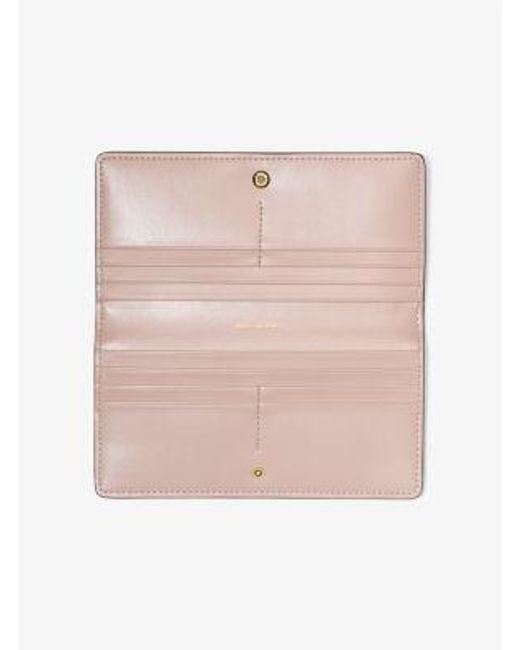 Michael Kors Pink Bryant Large Pebbled Leather Snap-Front Wallet