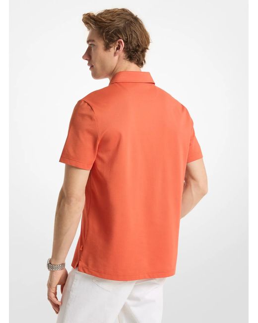 Michael Kors Red Mk Cotton Blend Piqué Zip-Up Polo Shirt for men