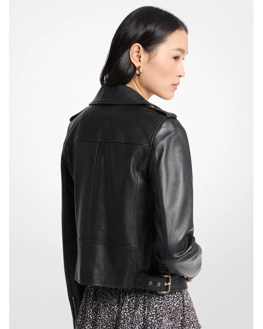 MICHAEL Michael Kors Gray Mk Leather Moto Jacket