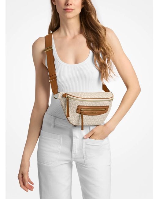 MICHAEL Michael Kors Natural Mk Jet Set Travel Medium Signature Logo Sling Pack