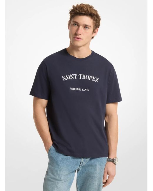 Michael Kors Blue Mk Saint Tropez Cotton Jersey T-Shirt for men