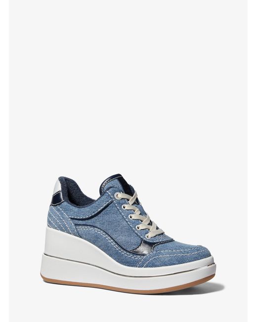 MICHAEL Michael Kors Blue Mk Emmy Denim Wedge Trainer for men